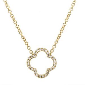 14k Yellow Gold Diamond Open Clover Necklace image 0