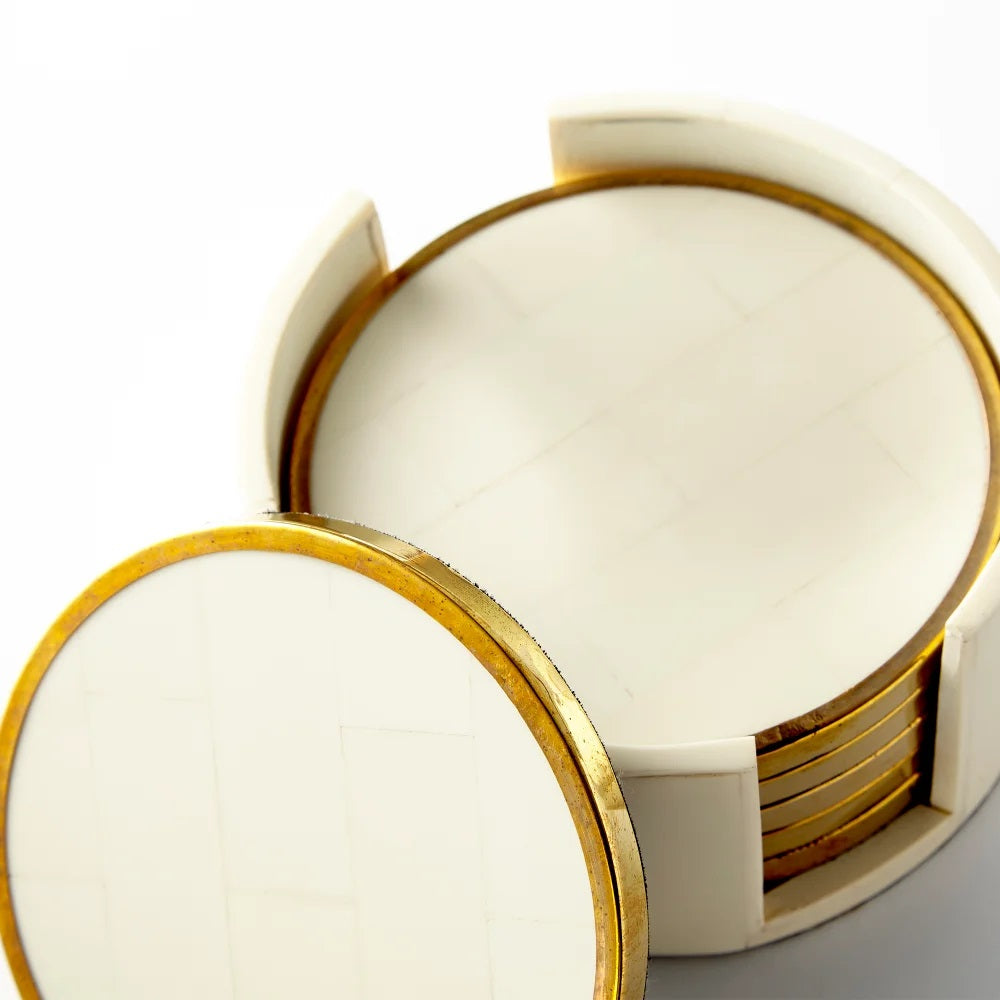 Gatsby Coasters - White and Brass image 1