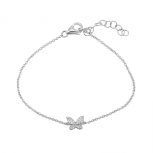 14k White Gold Butterfly Diamond Bracelet image 0