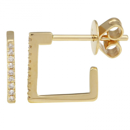 14K Diamond Square Huggies image 0