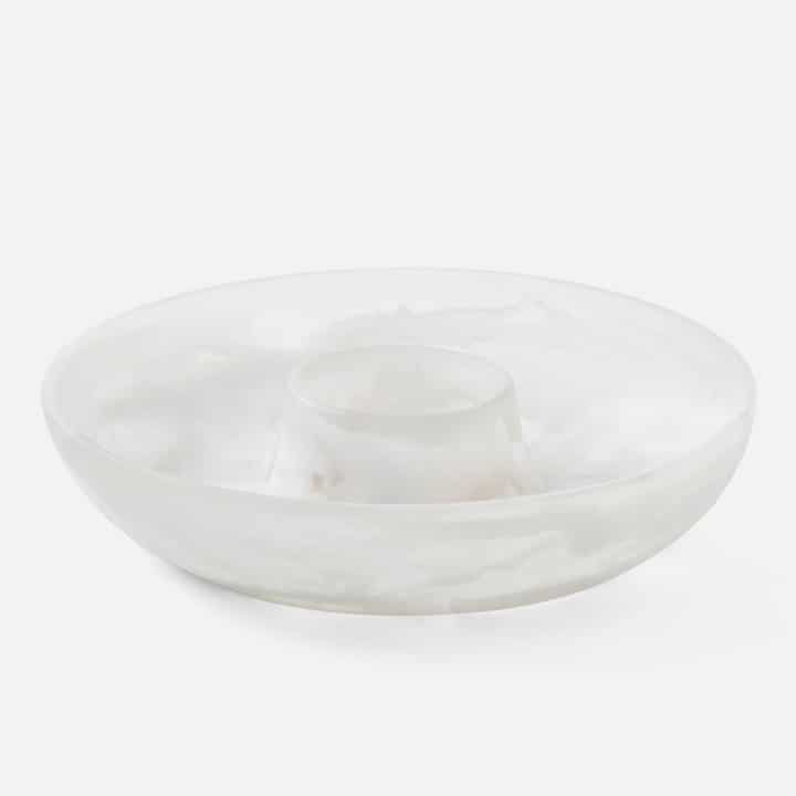 Swirled Resin Chip and Dip Bowl - White image