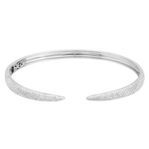 14k White Gold Claw Diamond Bangle image 0