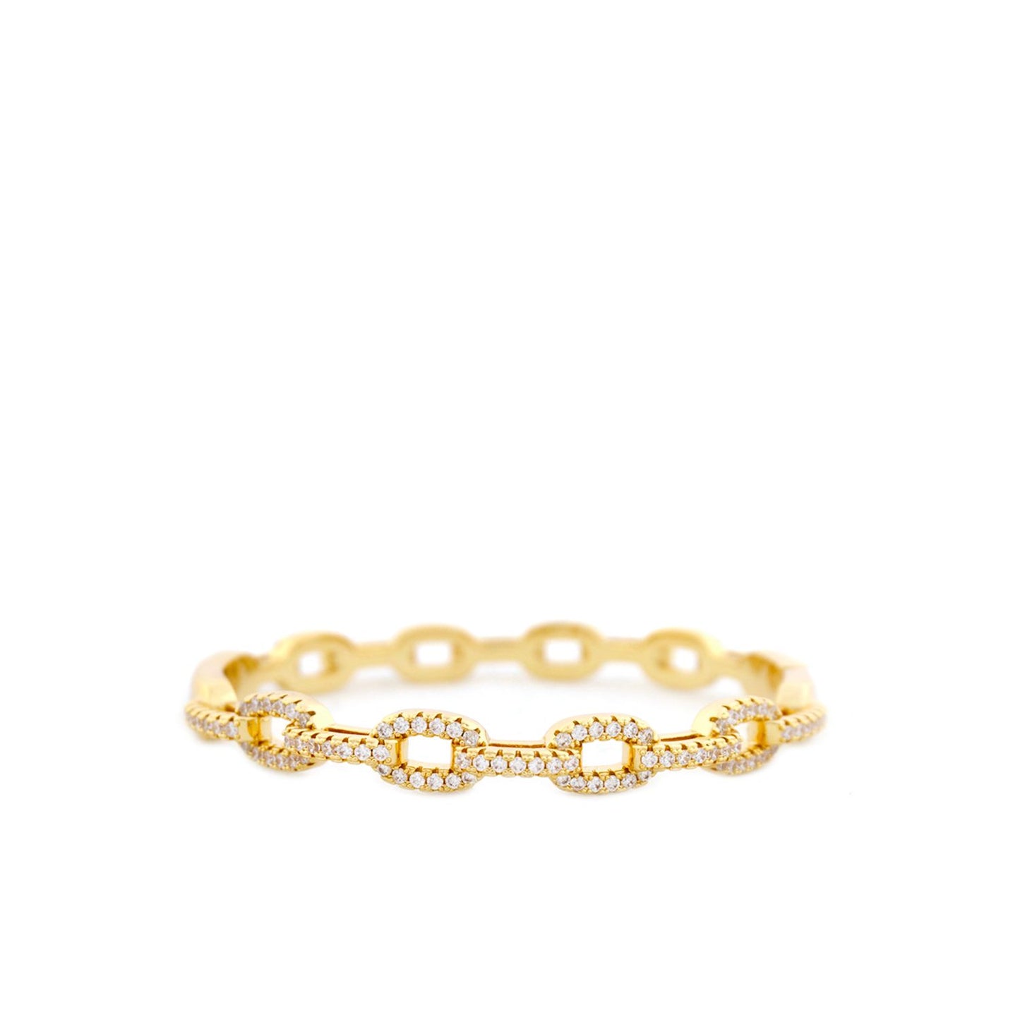Pave CZ Link Bangle - Gold - Designed to Dazzle image 0