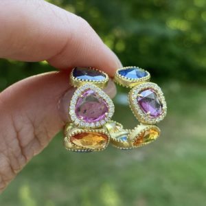 Abstract Multicolor Sapphire Eternity Ring image 0