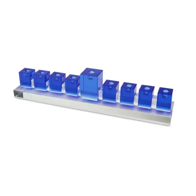 Crystal Glass Menorah - Blue image