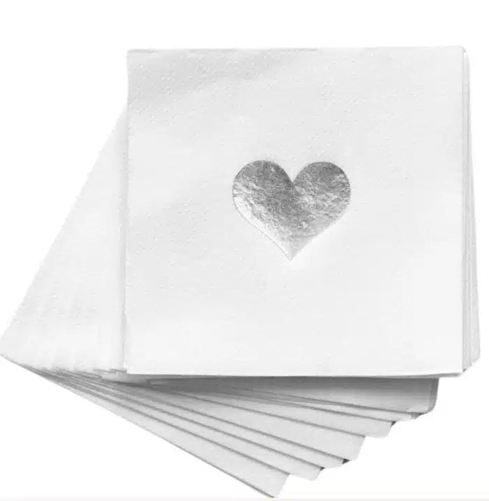 Heart Cocktail Napkins - Silver image