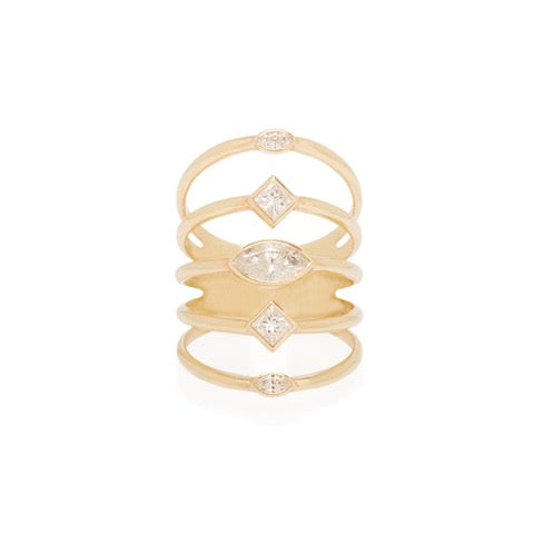 14K Diamond 5-Band Ring image 0
