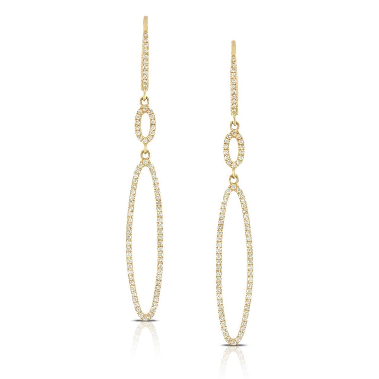14K Yellow Gold Open Pave Diamond Earrings image 0
