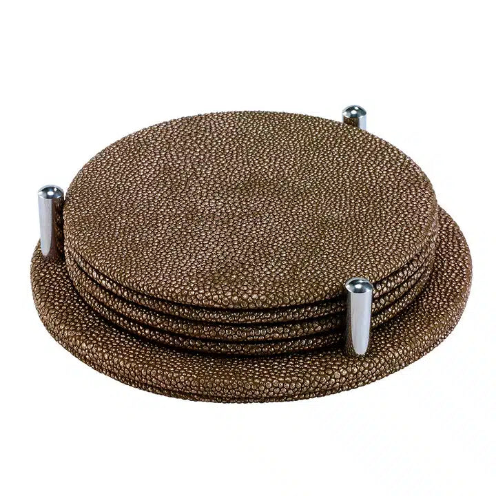 Stingray Round Coasters - Bronze image