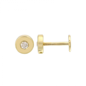 14k Yellow Gold Diamond Flat Back Earrings image 0