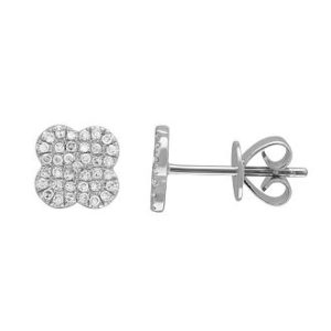 14K Diamond Clover Stud Earrings image 0