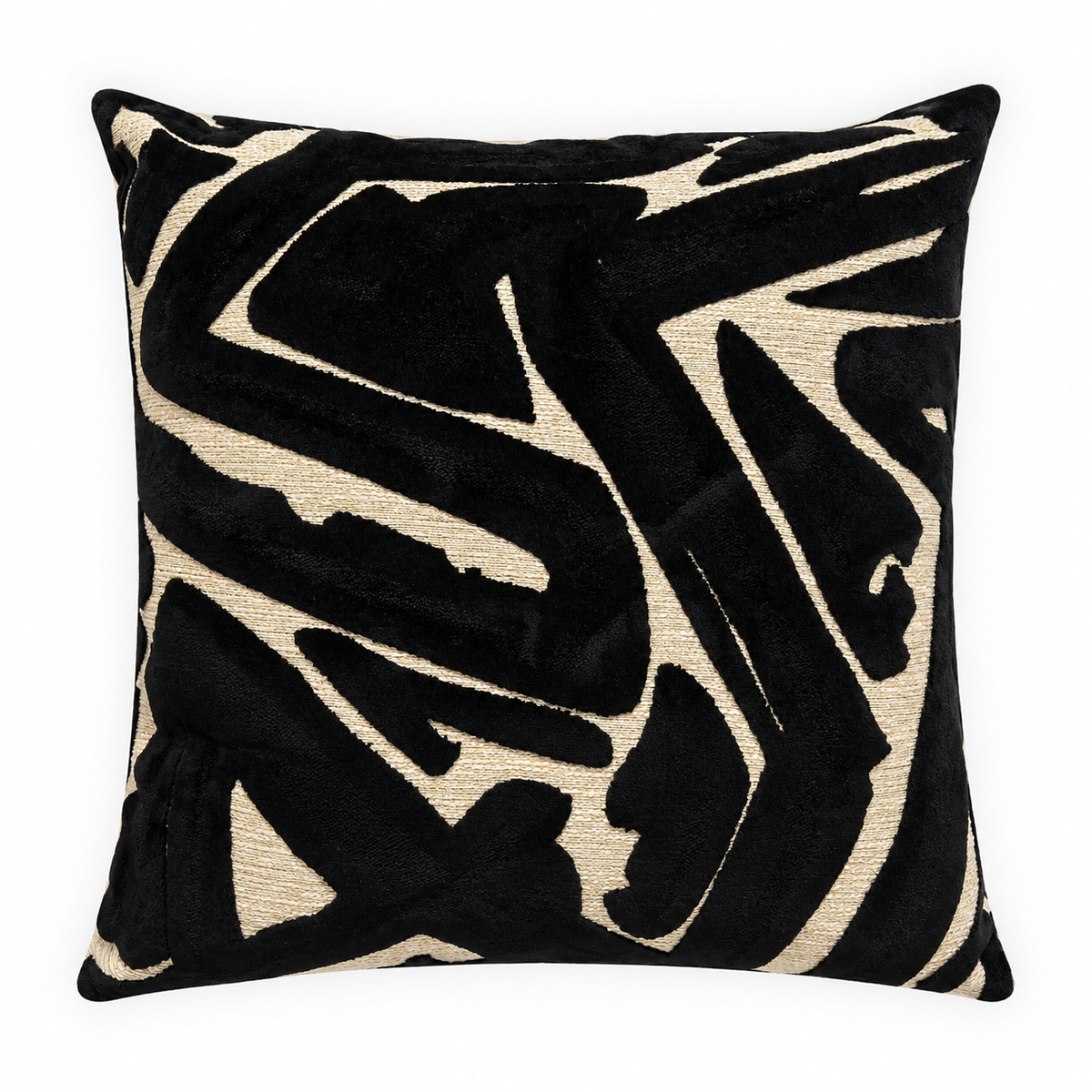 Black & Natural Abstract Pillow - 20"x 20"