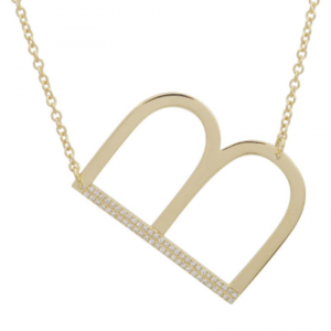 14K Diamond Sideways Large Initial Necklace image 0