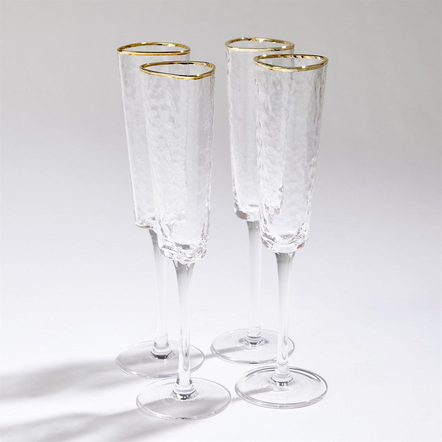 Hammered Champagne Glass with Gold Rim image 0