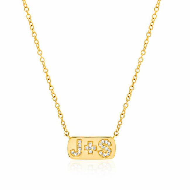 Diamond Initial Plaque Necklace image 0