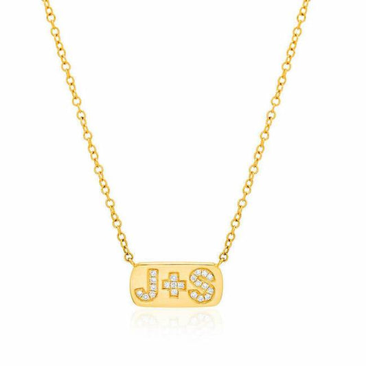 Diamond Initial Plaque Necklace image 0