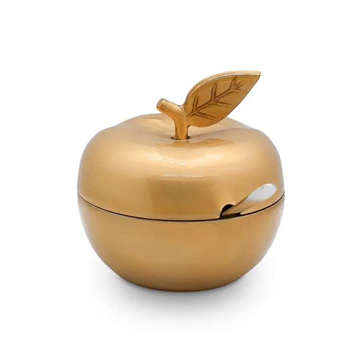 Apple Shaped Honey Dish - Gold image