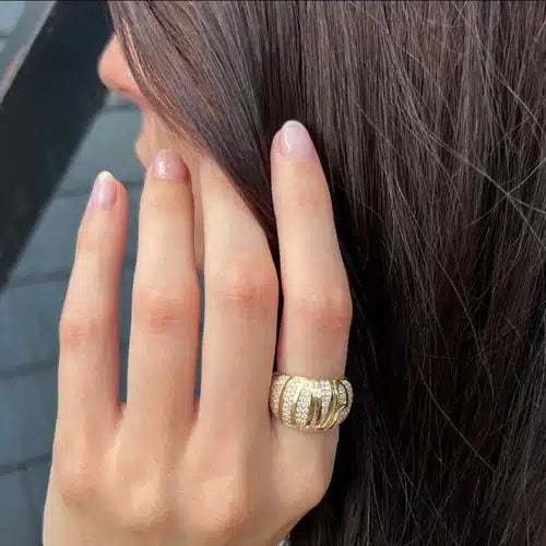 14K Yellow Gold Love Dome Ring image 1