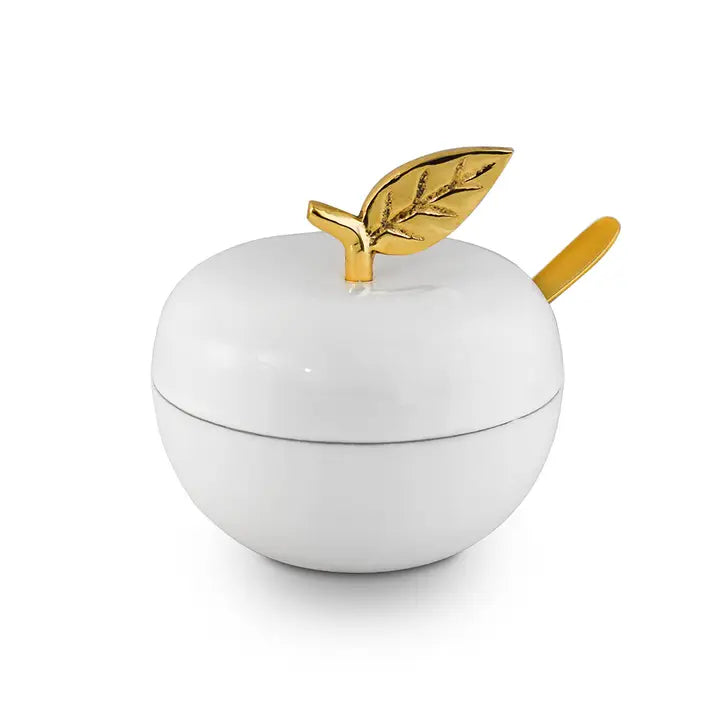 Apple Shaped Honey Dish - White image