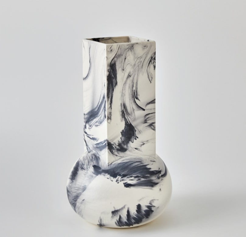 Crocus Vase Blue Marble Ceramic - Large image
