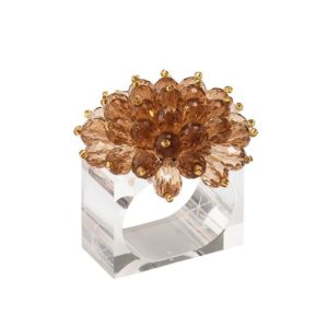 Kim Seybert Zinnia Napkin Ring in Taupe - Set of 4 image 0