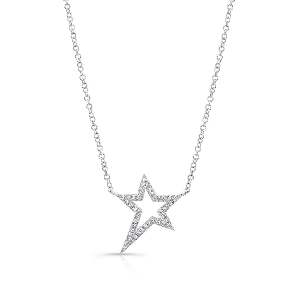 14K Pave Diamond Star Necklace image 0