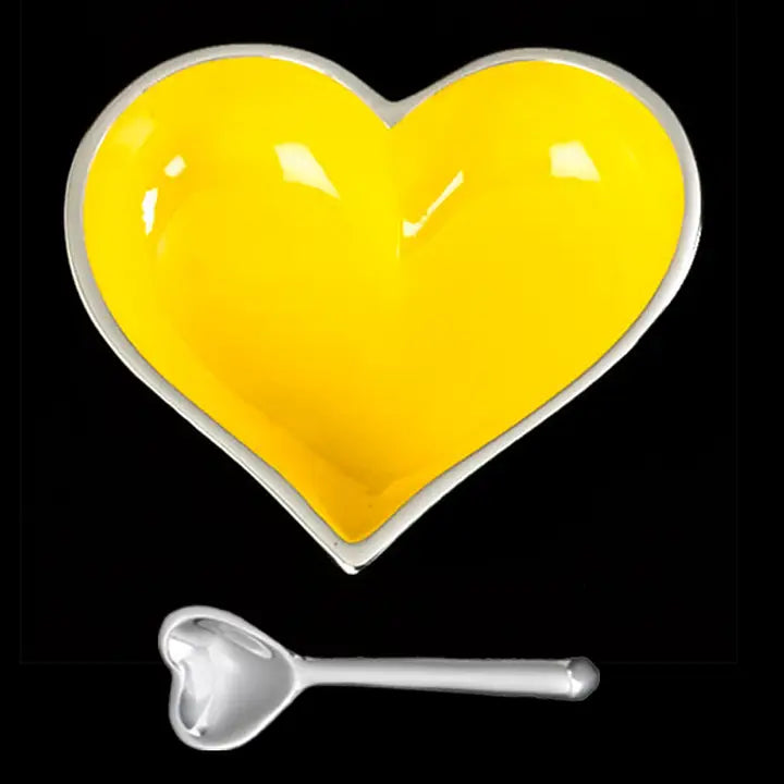 Heart Dish with Spoon - Yellow image