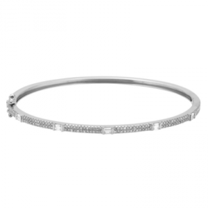 14k White Gold Diamond Bangle image 0