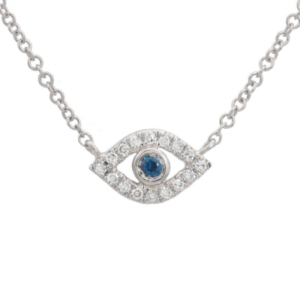 14k White Gold Diamond Necklace / Blue Eye image 0