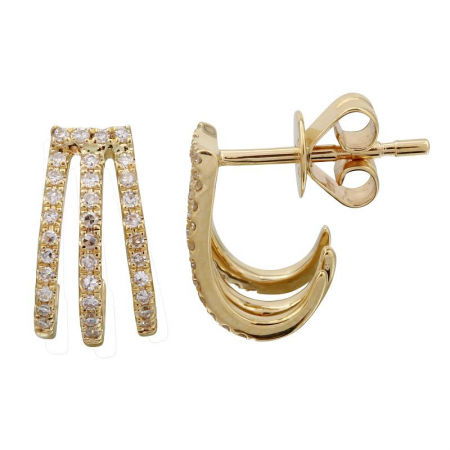 14k Yellow Gold Diamond Caged Lobe Stud Earrings image 0