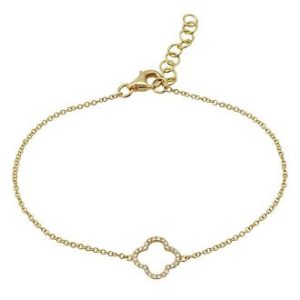 14K Yellow Gold and Diamonds Clover Bracelet image 0