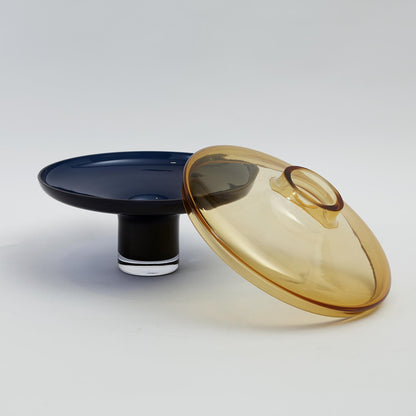 Low Amber Over Cobalt Vase | Large image 1