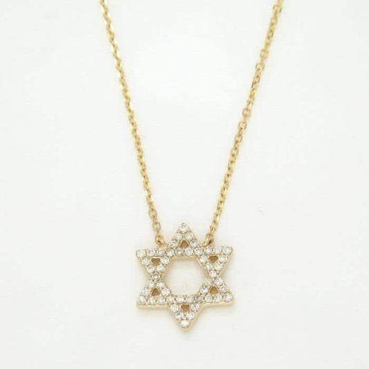 14K Yellow Gold Star of David Diamond Necklace image 0
