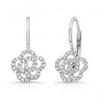 14K Pave Diamond Flower Earrings image 0