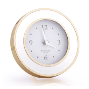 White Enamel & Gold Alarm Clock image 0