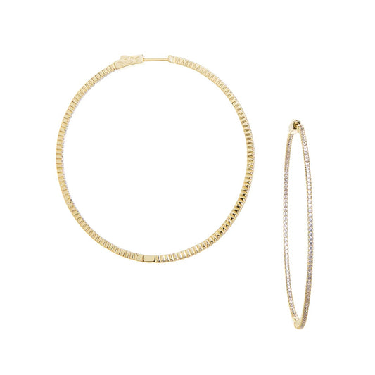 Inside Out Pave Hoops - Gold – A Shimmering Statement image 0