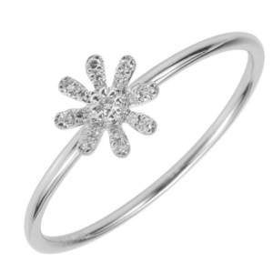 14k White Gold Flower Diamond Ring image 0