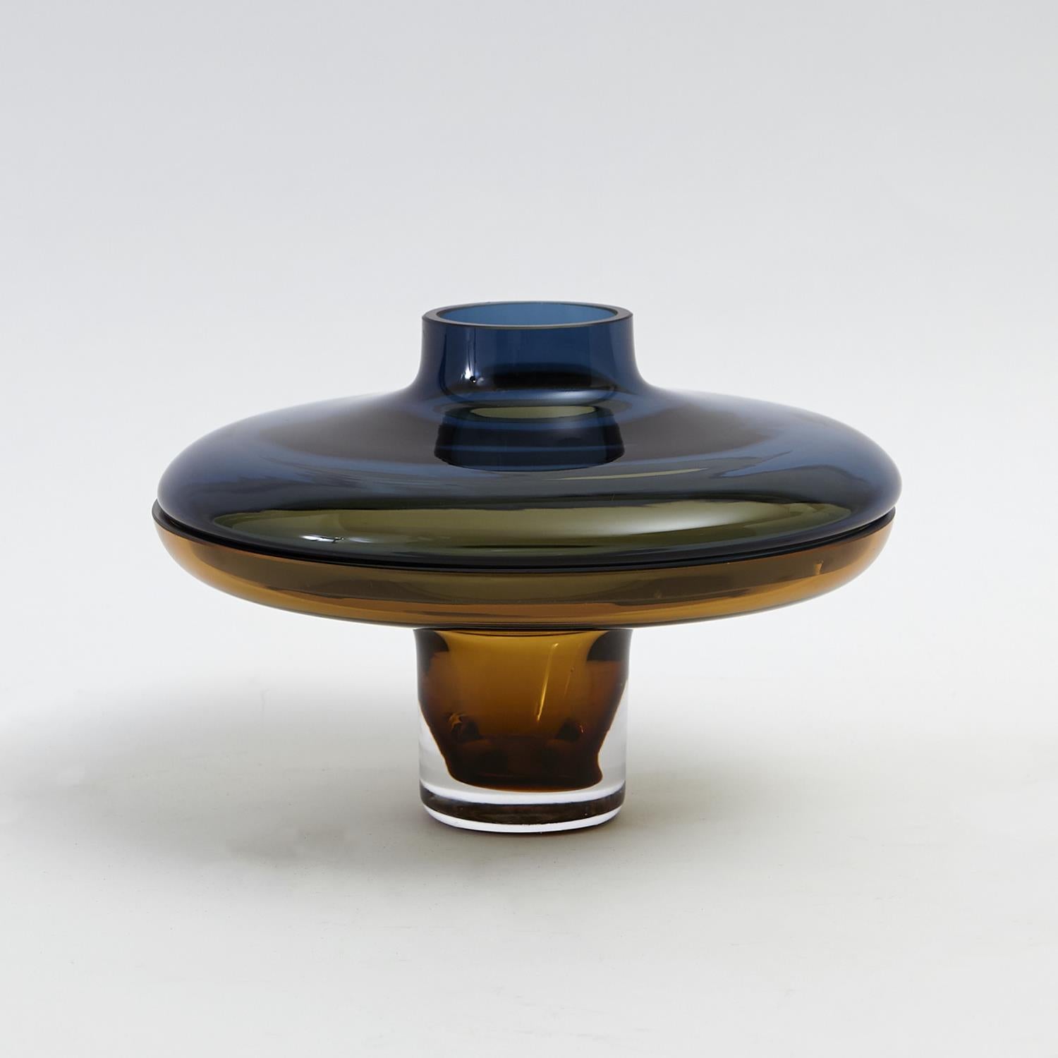 Cobalt Amber Glass Vase – 6" Small Artistic Accent image 0