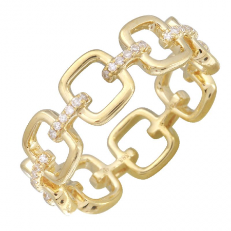 14K Link Ring with Diamonds image 0