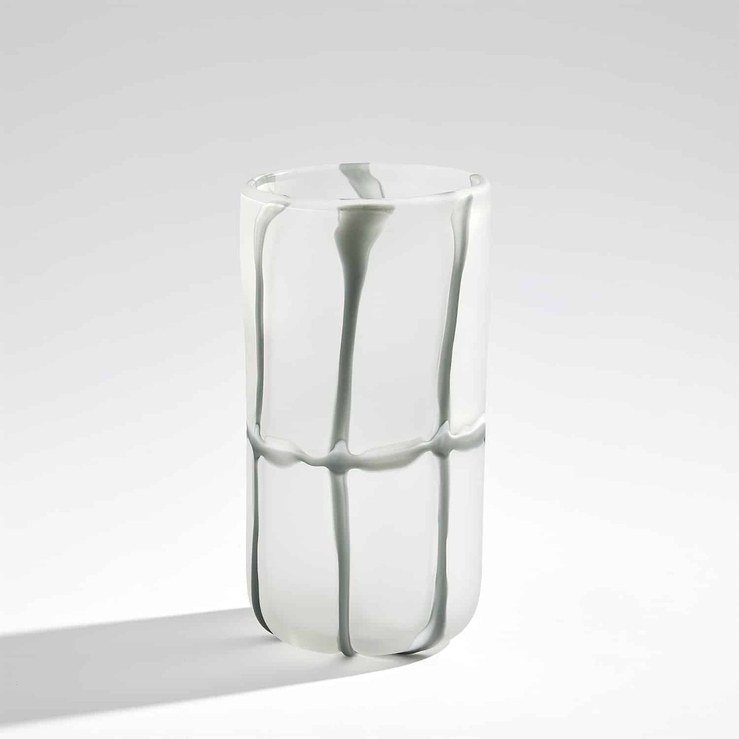 Frosted Grey Grid Vase - Tall image