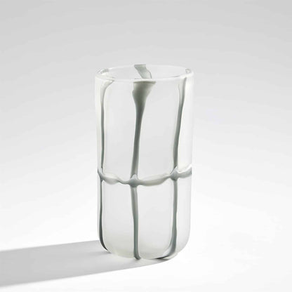 Frosted Grey Grid Vase - Tall image