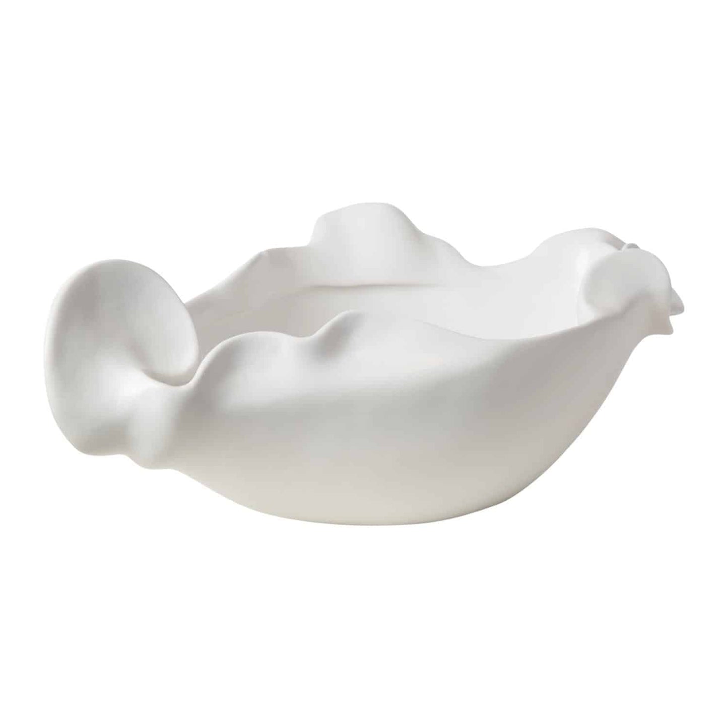 Free Form Ceramic Bowl – 29" Modern Sculptural Decor - Matte White, Small image