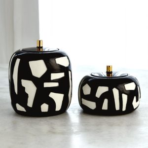 White and Black Abstract Jar - Large image 0