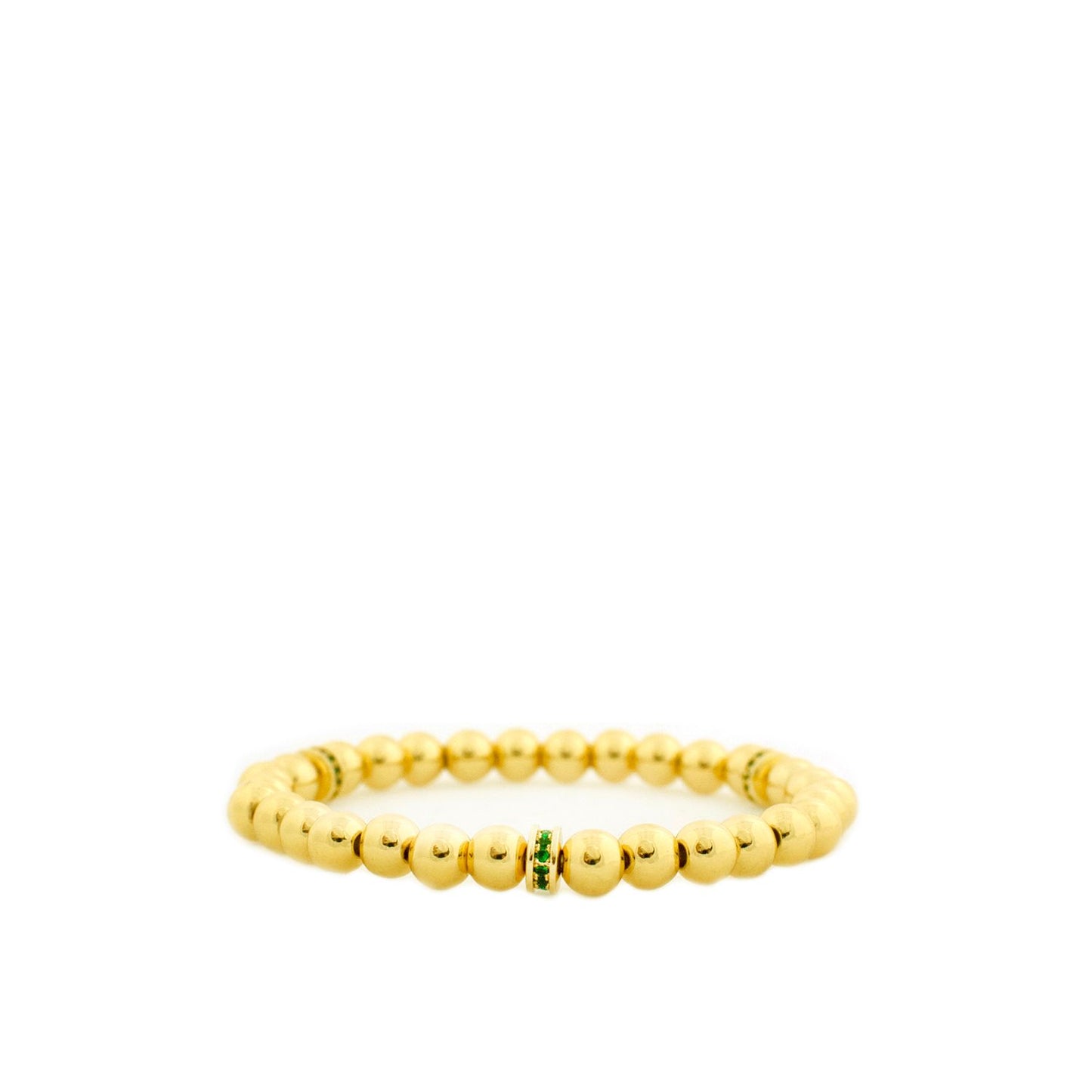 Metal Beaded Bracelet with Crystal Spacers | Emerald image 0