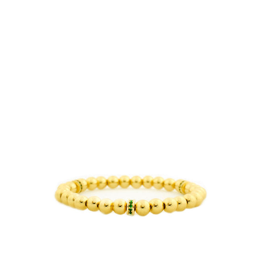 Metal Beaded Bracelet with Crystal Spacers | Emerald image 0