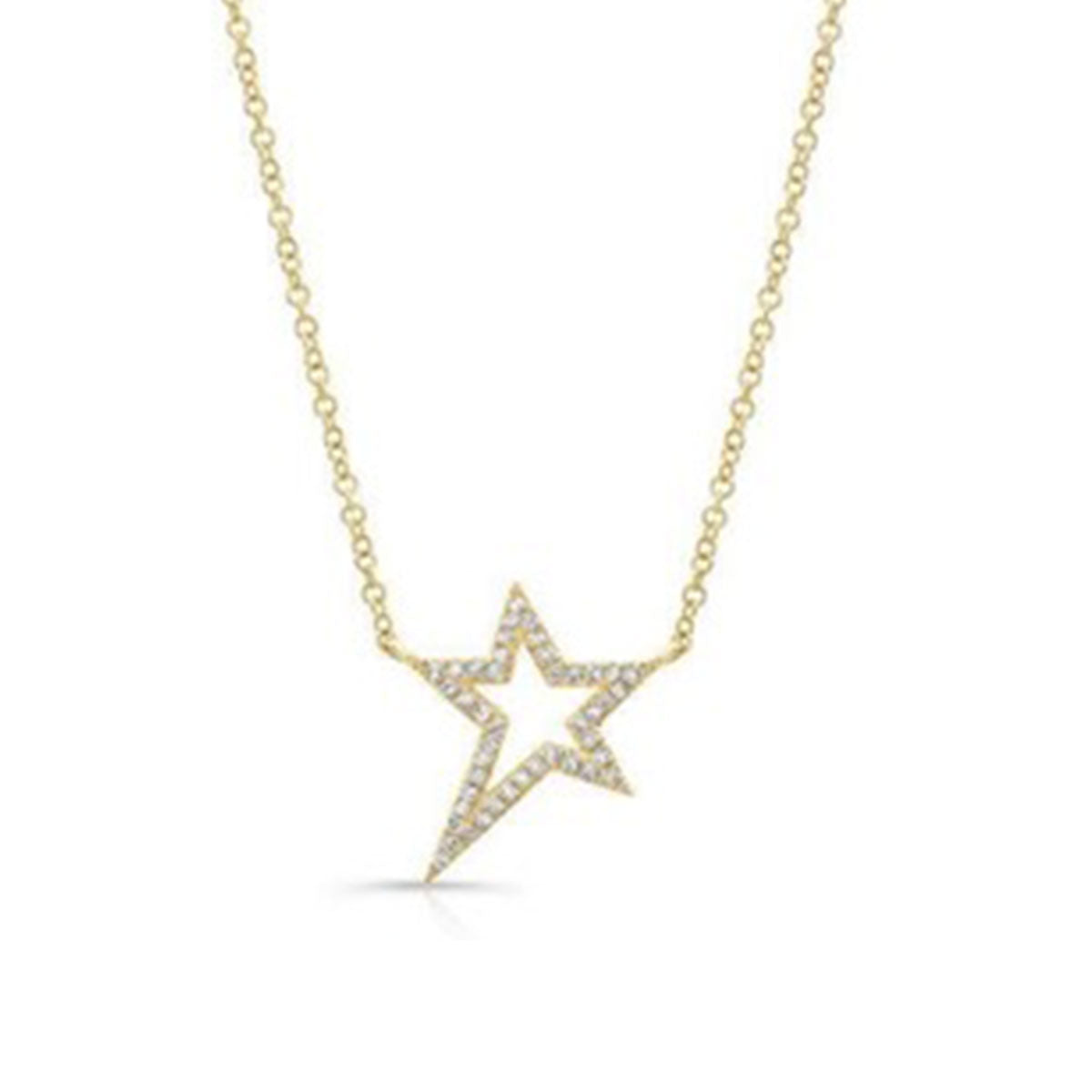 14K Pave Diamond Star Necklace image 0