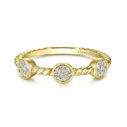 14K Rope Band with Diamonds - yellow gold image