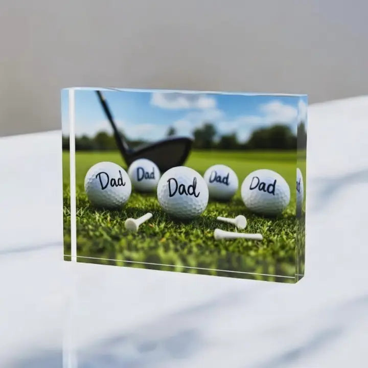 Dad Art Crystal Block - Golf Dad image