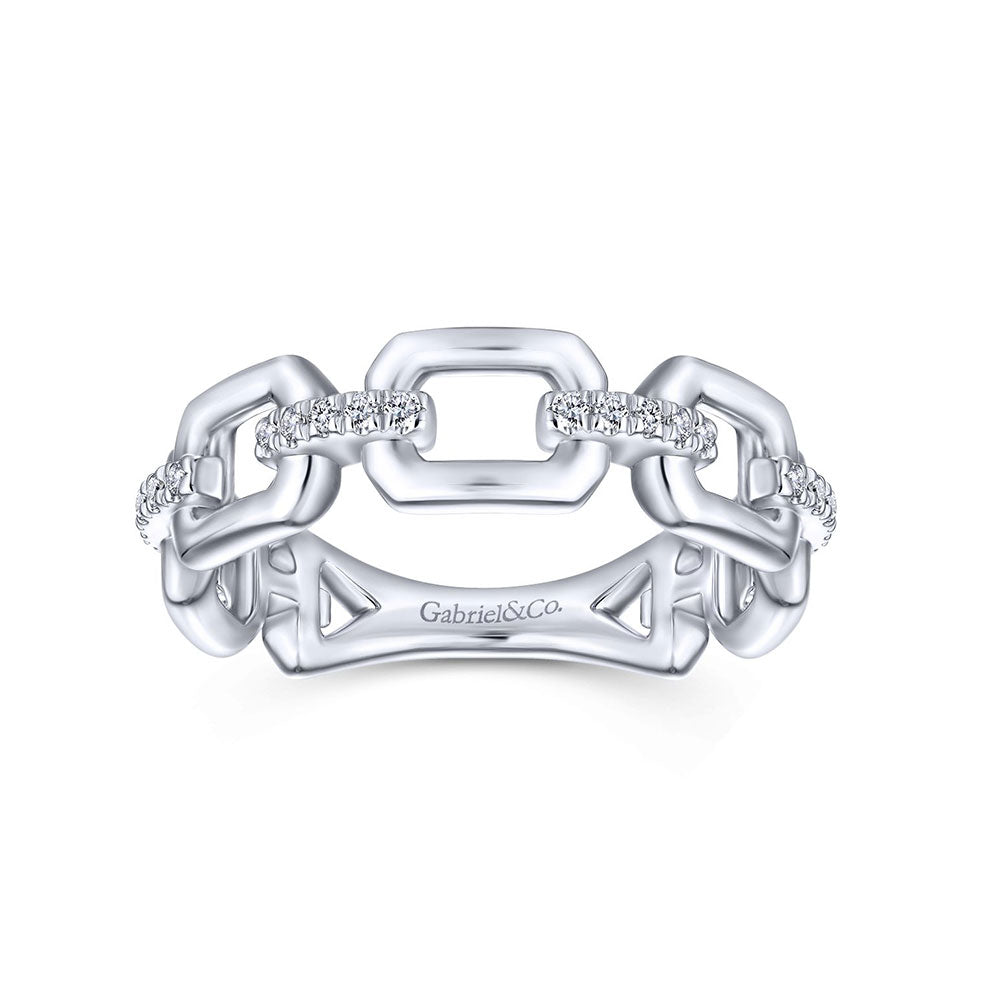 14K Link Ring with Diamonds image 3