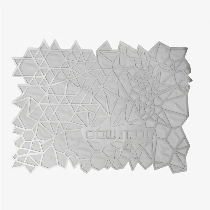 Geometric Challah Cover - Silver image